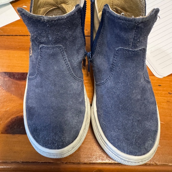 VGUC Mini Boden Navy Blue Rainbow Suede Boots UK Size 25 US Size 3 - Picture 3 of 14
